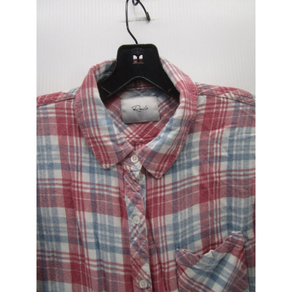 Rails Shirt Small White Button Up Plaid Collared … - image 2